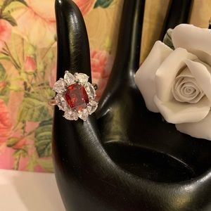 Red & White CZ 925 Ring